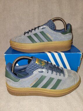 Adidas Gazelle Bold Women's Size 8.5 Blue Green Tan Gum Sneakers JQ2360 (#1707)